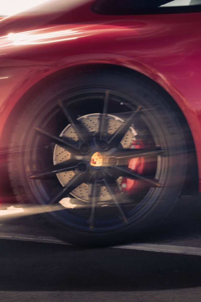 Close-up of a wheel, motion blur